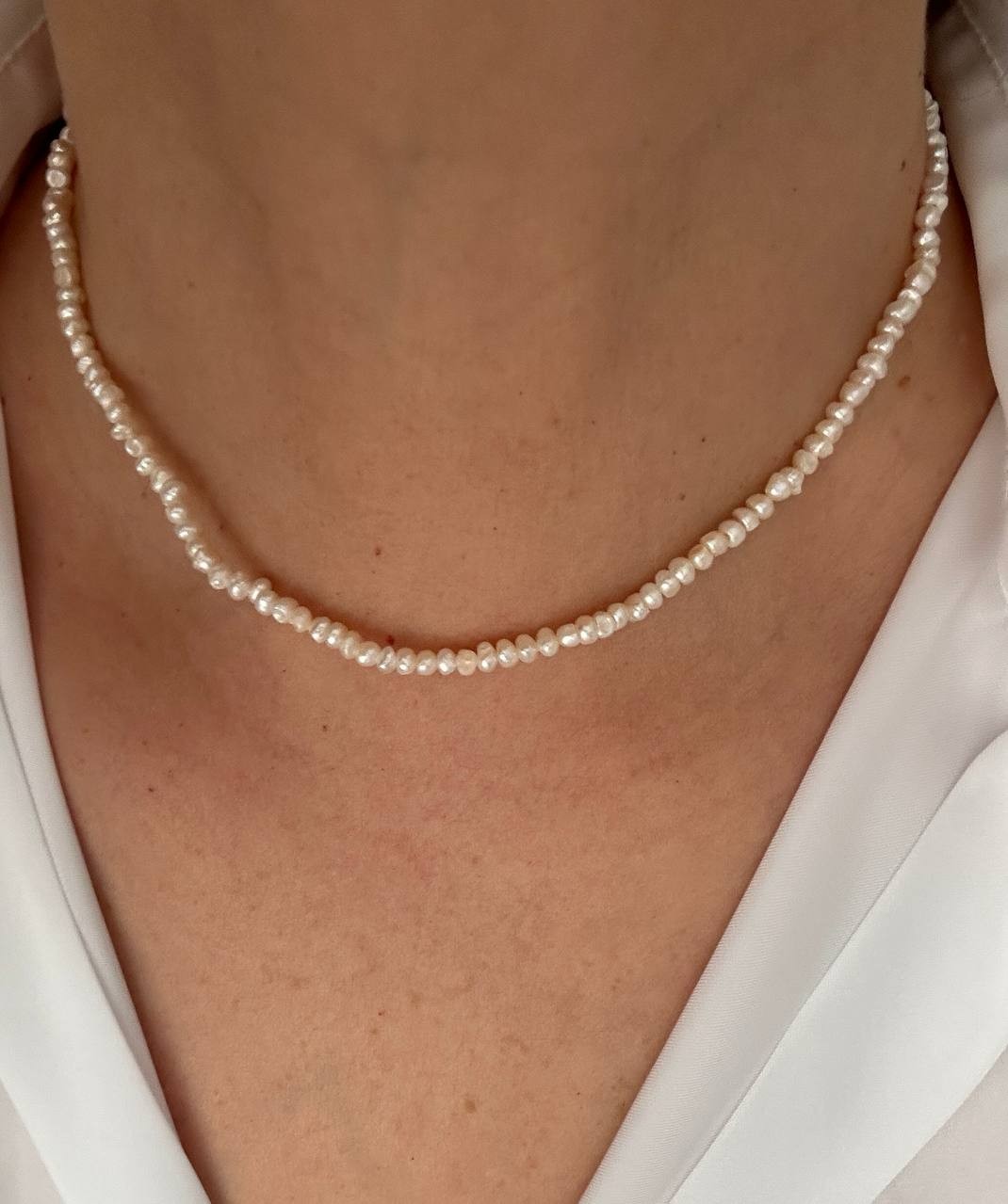 Vip Çelik Gold Renk Orijinal Doğal Sıralı İnci Kolye Uzunluk Min. 37 cm. Max 42 cm.