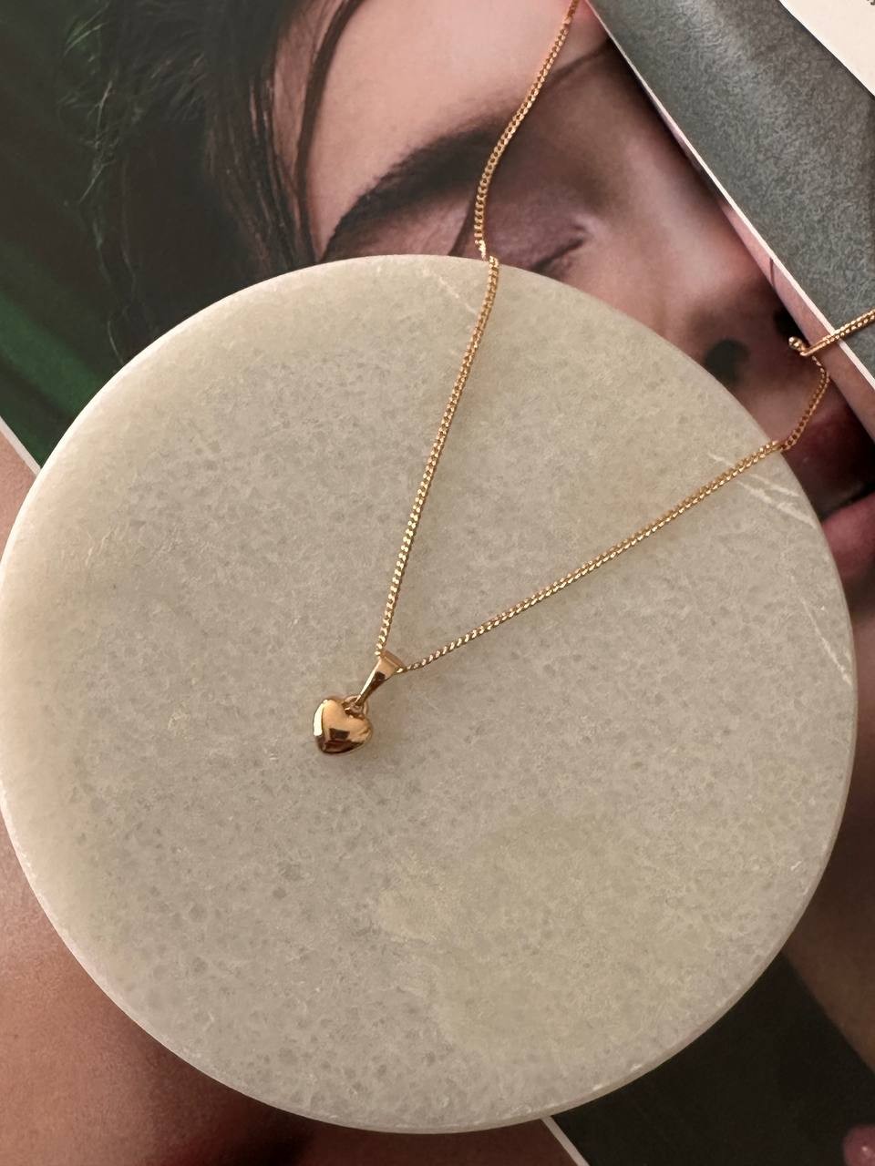 Vip Çelik Gold Renk Minimal Kalp Sallantılı Antialerjik Kolye Uzunluk 45 cm.