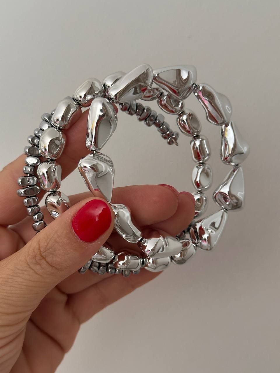 Gümüş Renk Rodyum Kaplama 3 Sıra Sarmal Spiral Bileklik