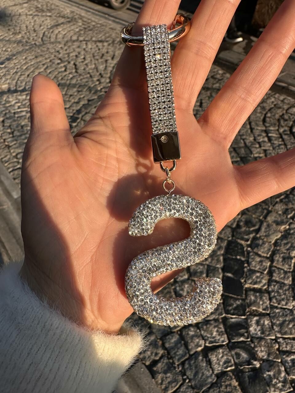 Kristal Taşlı Harfli  Anahtarlık ve Çanta Aksesuarı ( S )