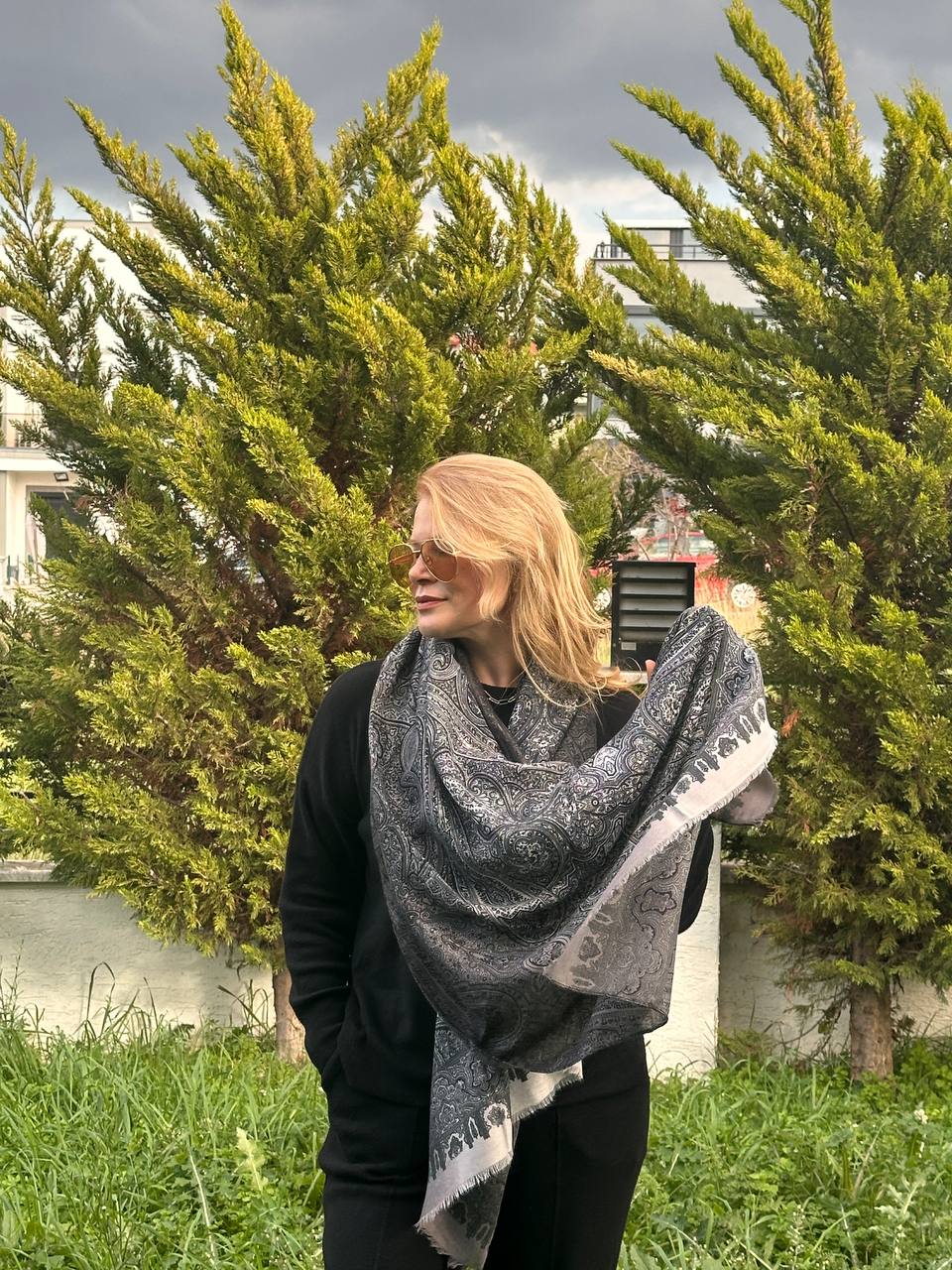 Renkli Desenli Lüks Pamuklu Kumaş Şal 180 cm. x 85 cm.