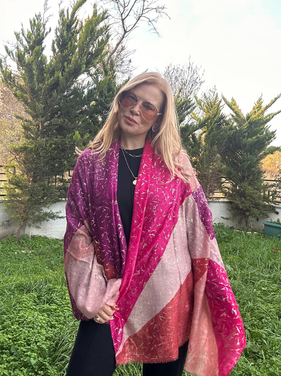 Renkli Desenli Lüks Pamuklu Kumaş Şal 180 cm. x 85 cm.