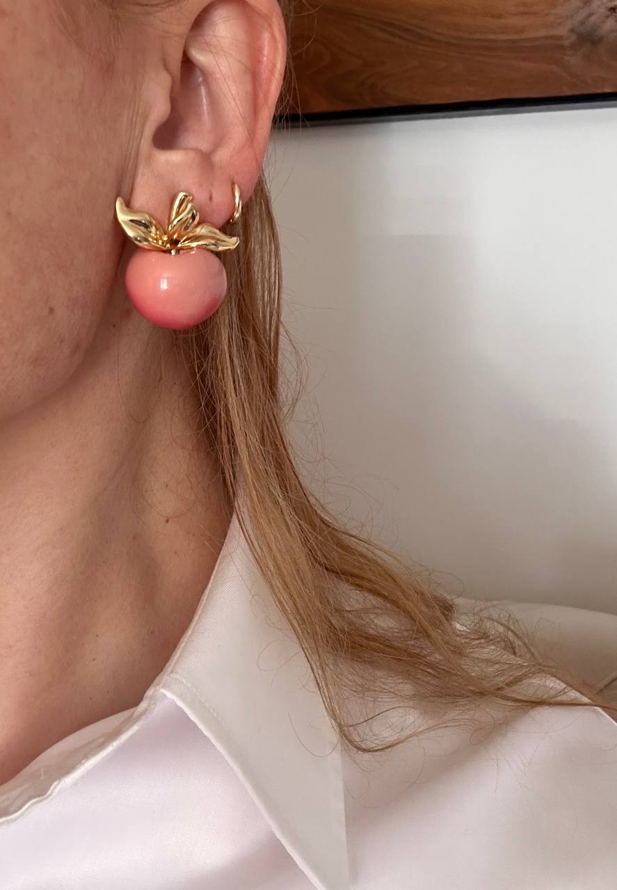 Vip Seri Gold Renk Rodyum Kaplama Meyve Figürlü Tasarım Küpe En Boy 3 cm.