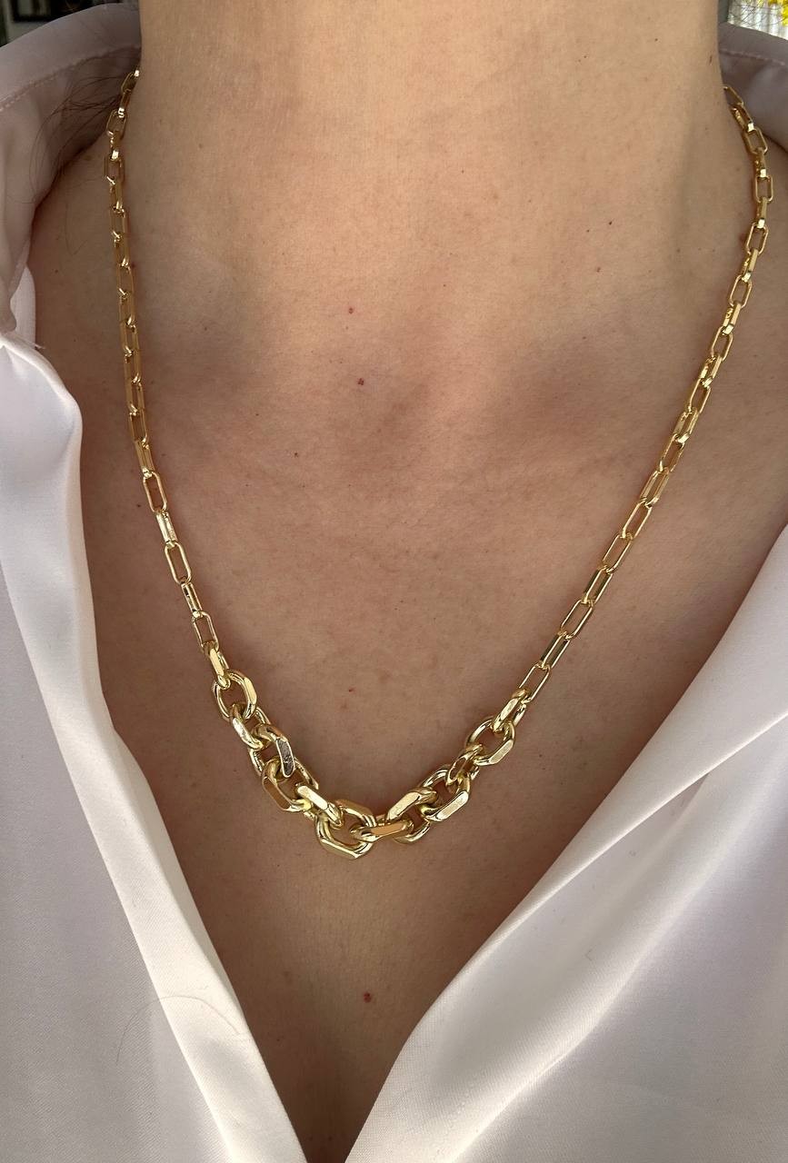 Vip Çelik Gold Renk Antialerjik Zincir Kolye Uzunluk 45 cm. 50 cm.