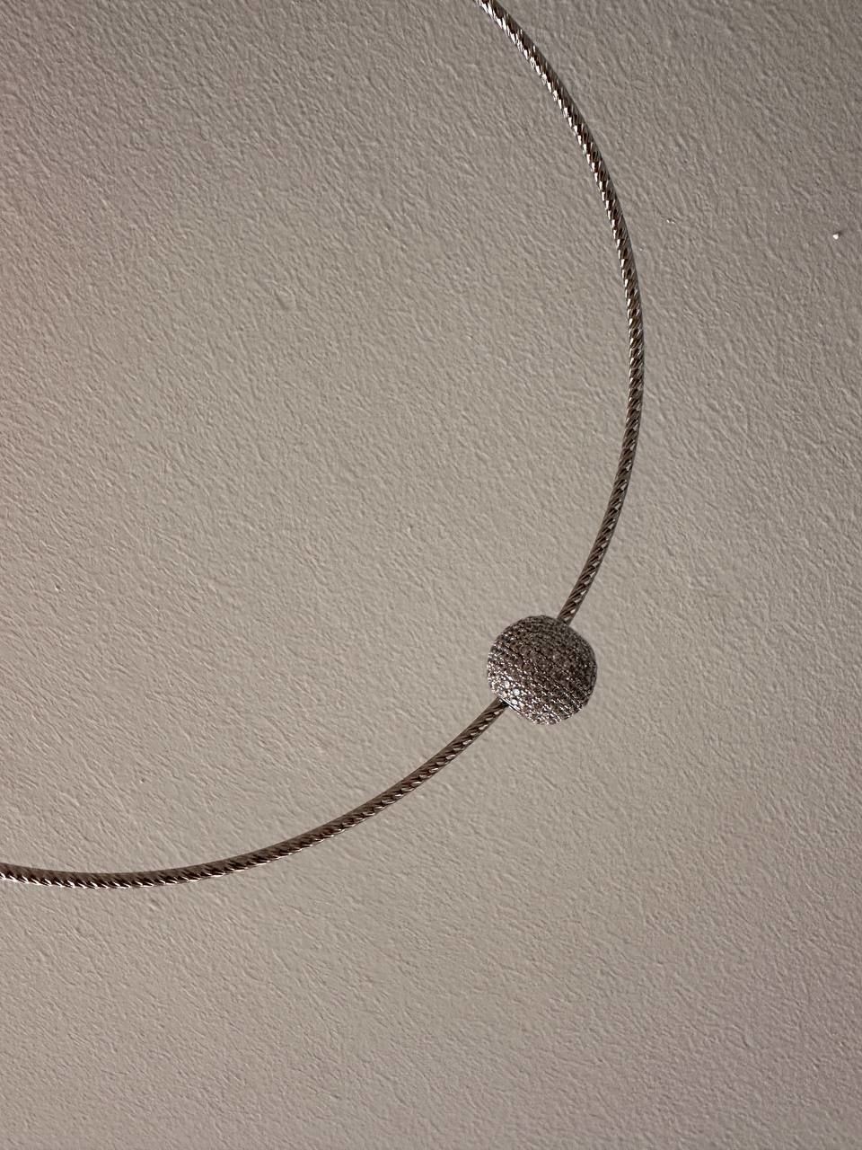 Vip Çelik Gümüş Renk Zirkon Taş Antialerjik Top Detaylı Choker Kolye Uzunluk 40 cm.
