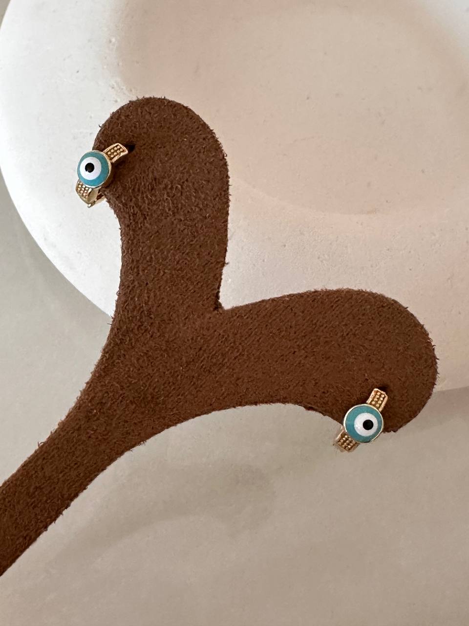 Vip Çelik Gold Renk Göz Boncuk Figürlü Antialerjik Halka Küpe / Çocuk Halka Küpe Genişlik 9 mm.