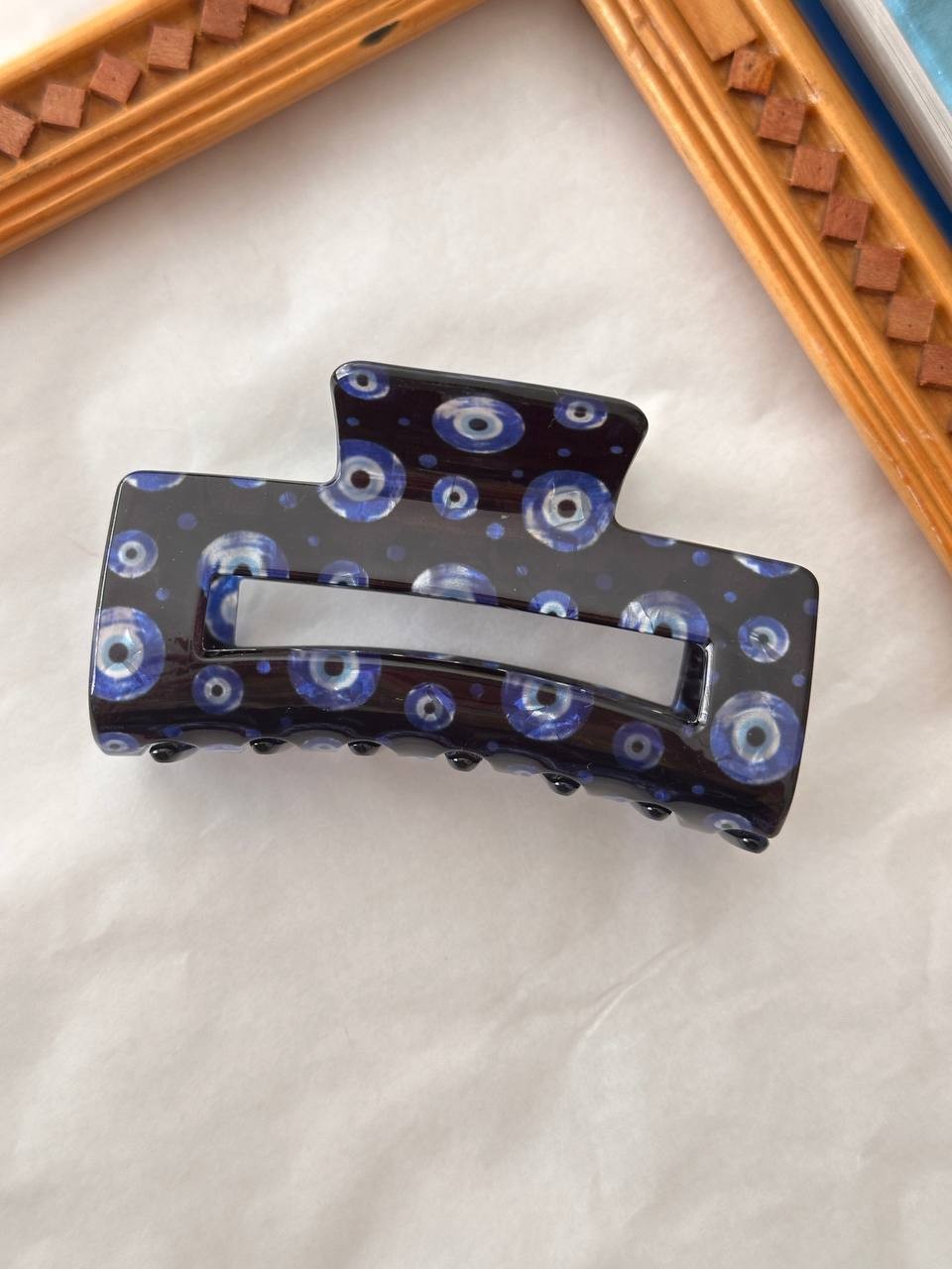 Nazar Boncuk Detaylı Orijinal Kemik Mandal Toka Uzunluk 8 cm.