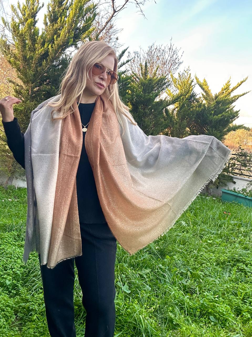 Renkli Desenli Lüks Pamuklu Kumaş Şal 180 cm. x 85 cm.