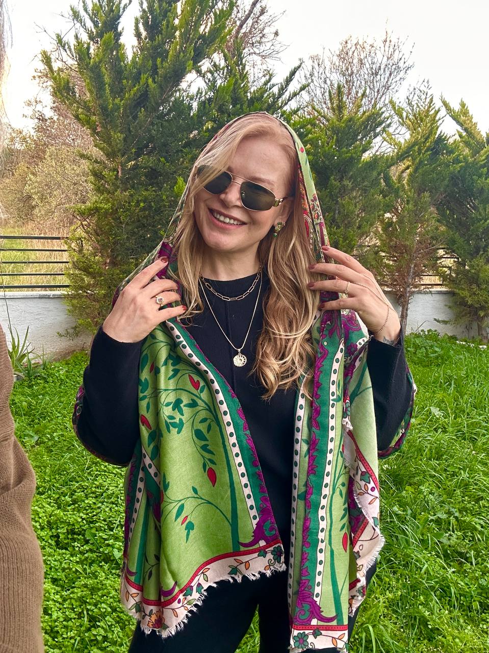 Renkli Desenli Lüks Pamuklu Kumaş Şal 180 cm. x 85 cm.