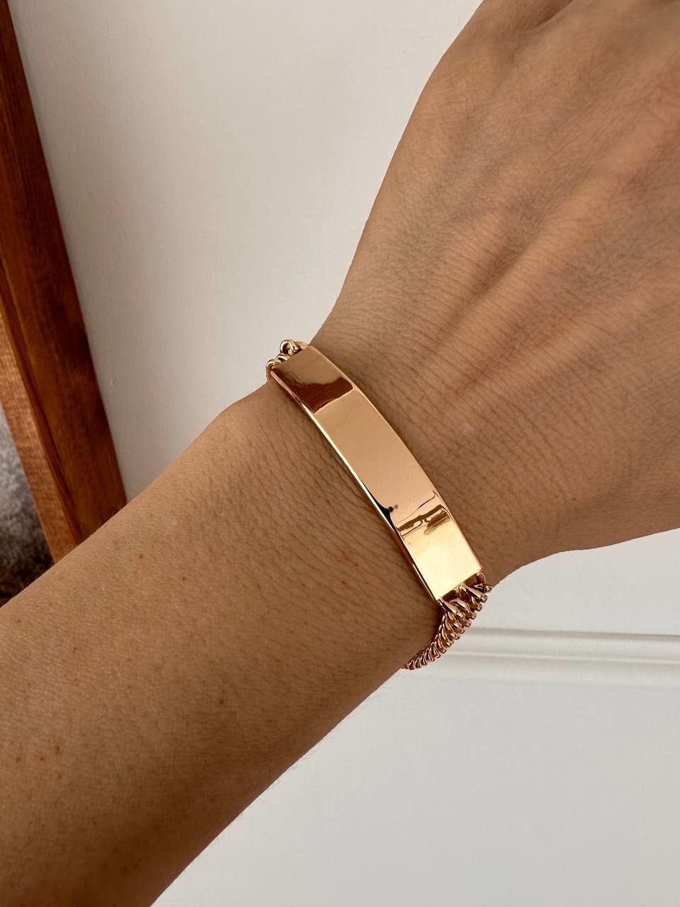Vip Çelik Gold Renk Antialerjik Çift Sıra Zincir Bileklik Uzunluk 18 cm.