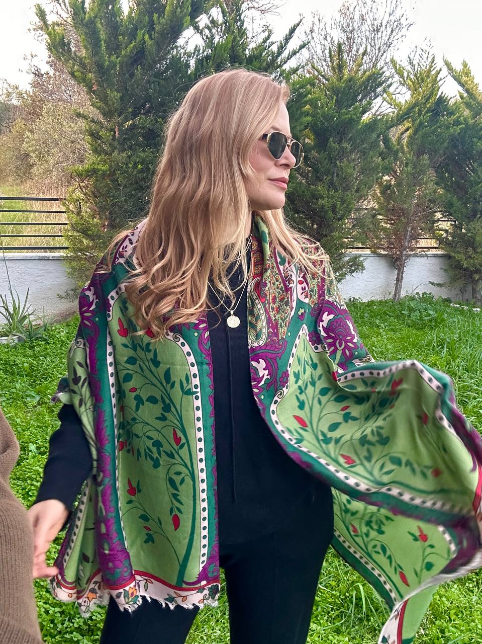 Renkli Desenli Lüks Pamuklu Kumaş Şal 180 cm. x 85 cm.