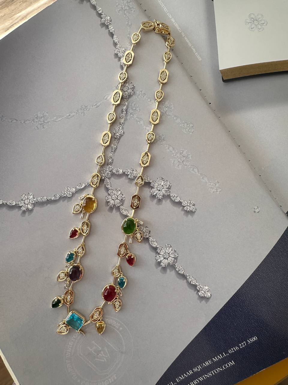 Vip Çelik Gold Renk Zirkon Renkli Taşlı Özel Tasarım Kolye Uzunluk 45 cm.