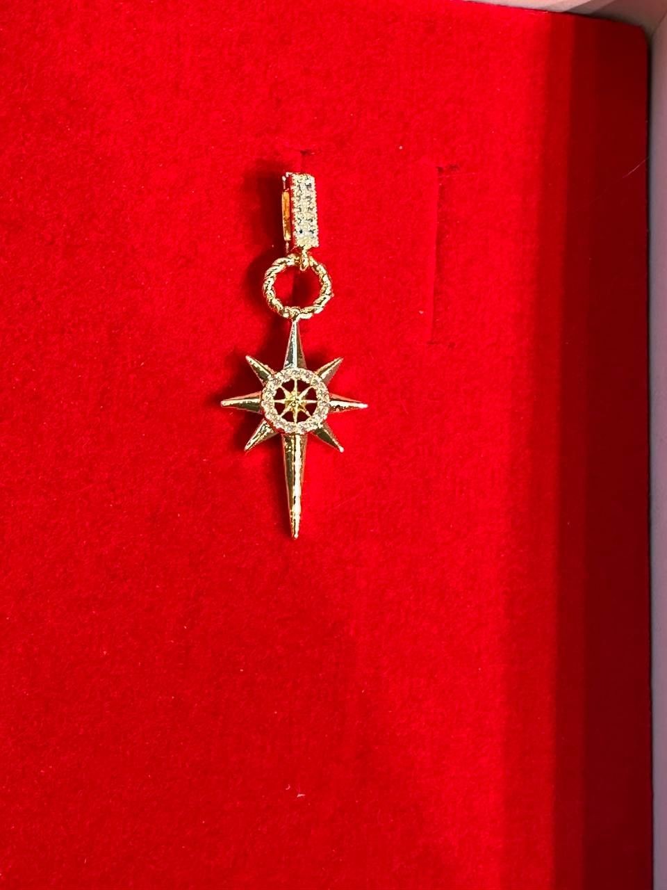 Gold Renk Zirkon Taş İthal Kaplama Kolye Ucu ve Bileklik Charm'ı
