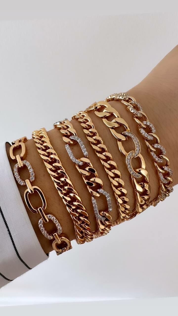 Vip Çelik Gold Renk Antialerjik Zincir Tasarım Bileklik Kalınlık 5 mm. Uzunluk 17 cm.