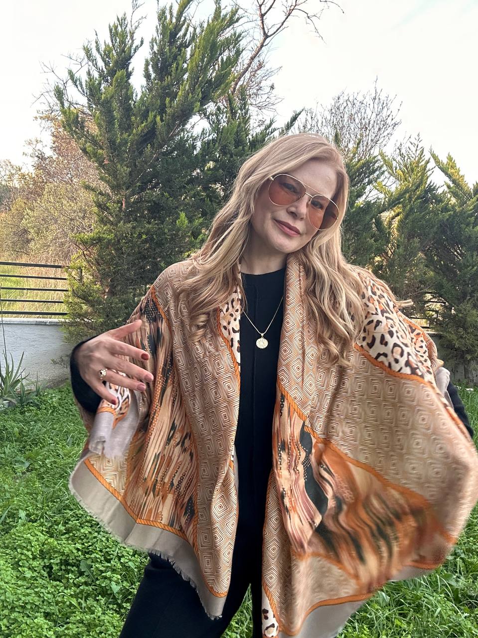 Renkli Desenli Lüks Pamuklu Kumaş Şal 180 cm. x 85 cm.