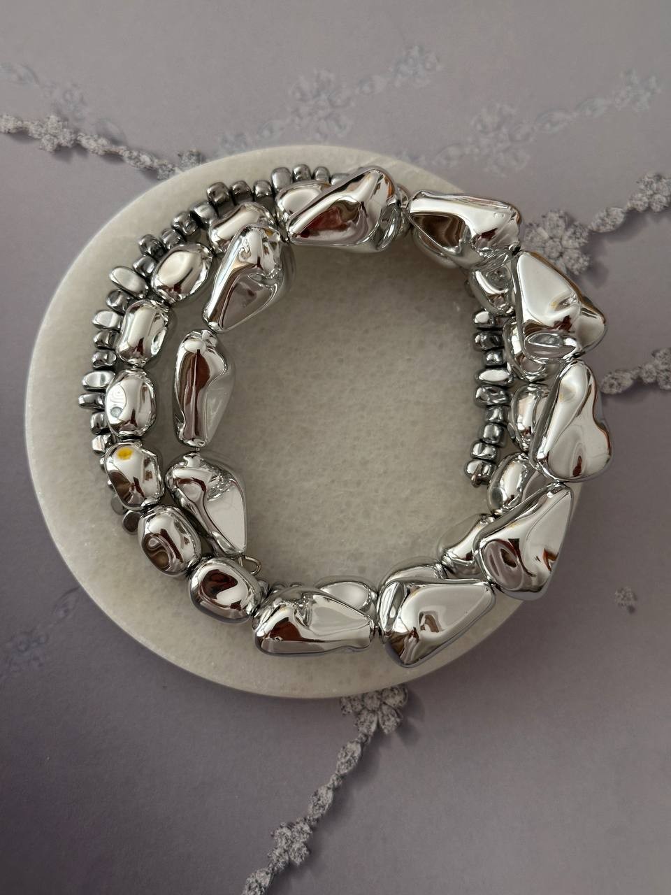 Gümüş Renk Rodyum Kaplama 3 Sıra Sarmal Spiral Bileklik