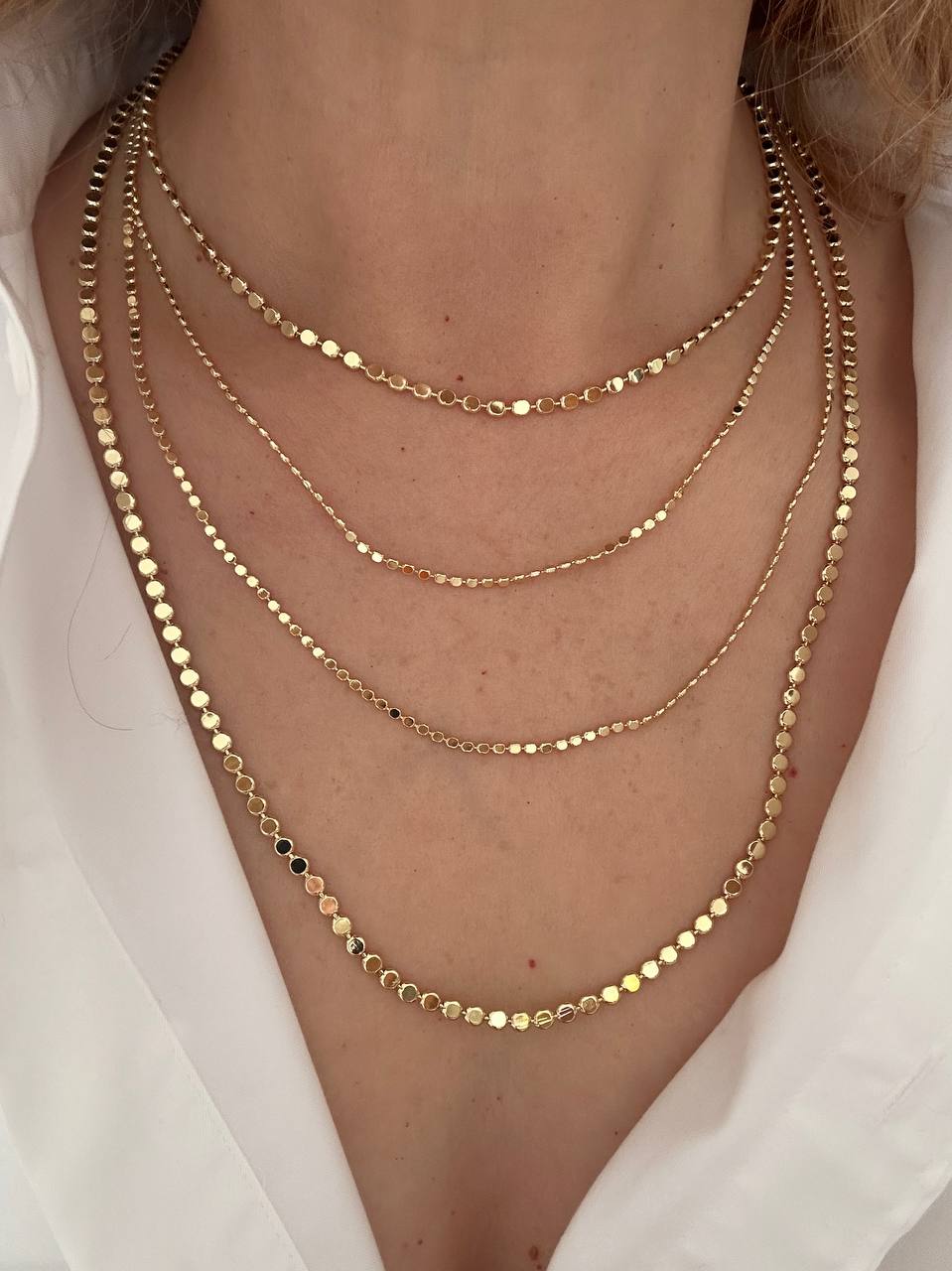 Vip Çelik Gold Renk Antialerjik Lazer Kesim Ezme Top Zincir  Kolye Uzunluk 45 cm. Kalınlık 3 mm.