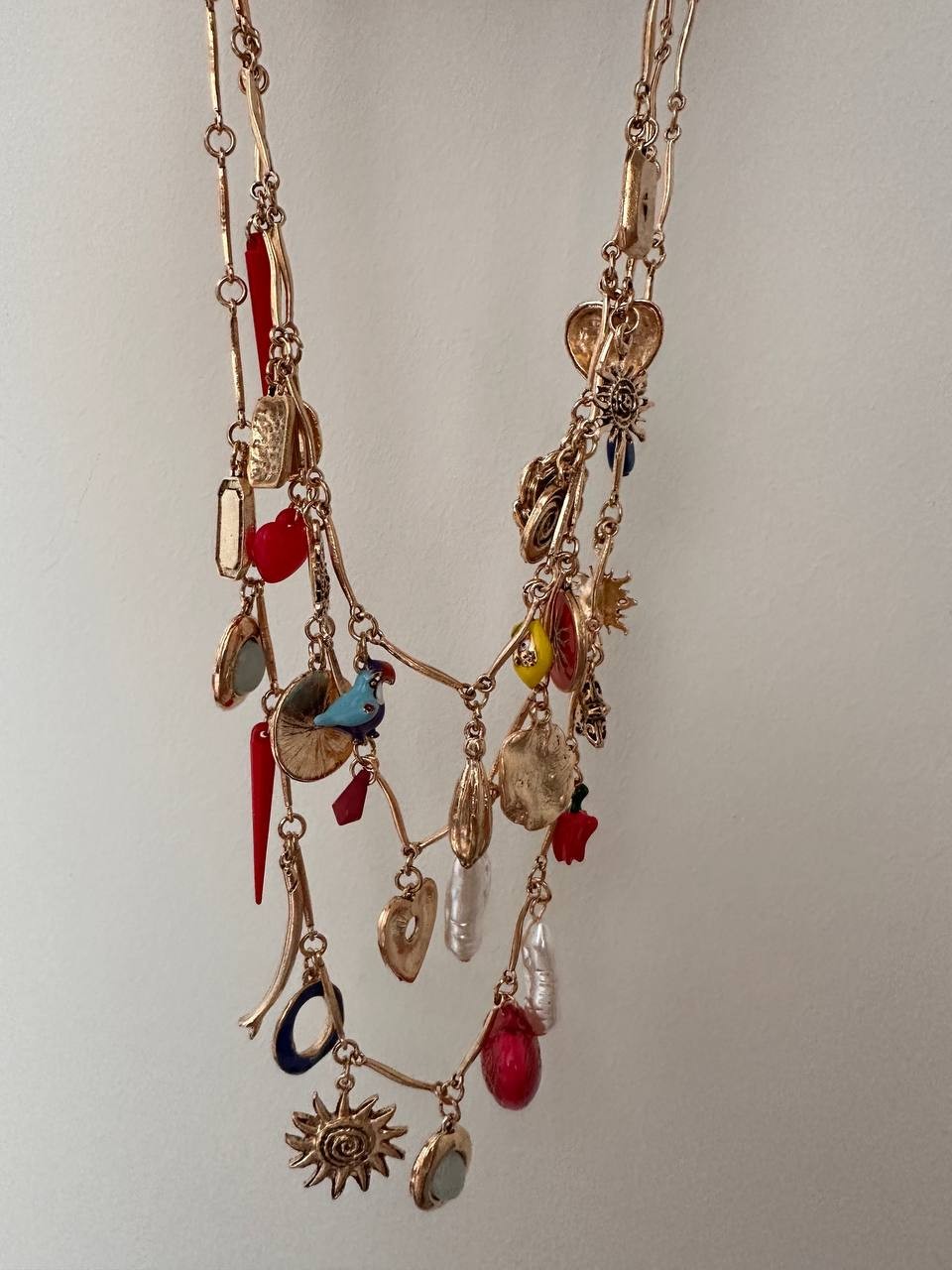 Bakır Renk Rodyum Kaplama 3'lü Kombin Charm Kolye Uzunluk 65 cm. 75 cm. 55 cm. 65 cm. 45 cm. 55 cm.