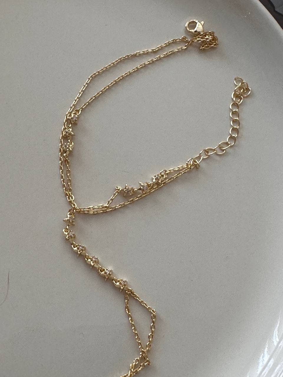 Gold Renk Zirkon Taşlı Rodyum Kaplama Yıldız Figürlü Şahmeran Bileklik