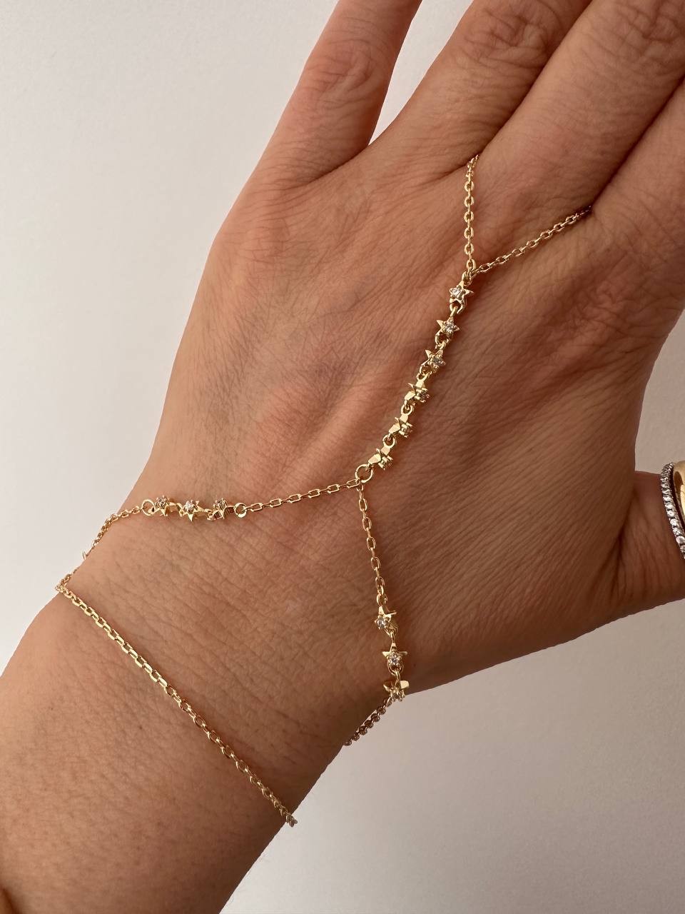 Gold Renk Zirkon Taşlı Rodyum Kaplama Yıldız Figürlü Şahmeran Bileklik