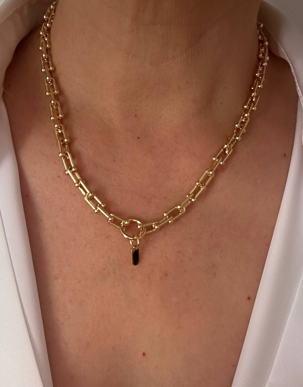 Vip Çelik Gold Renk Lazer Kesim Kolye Uzunluk 45 cm.