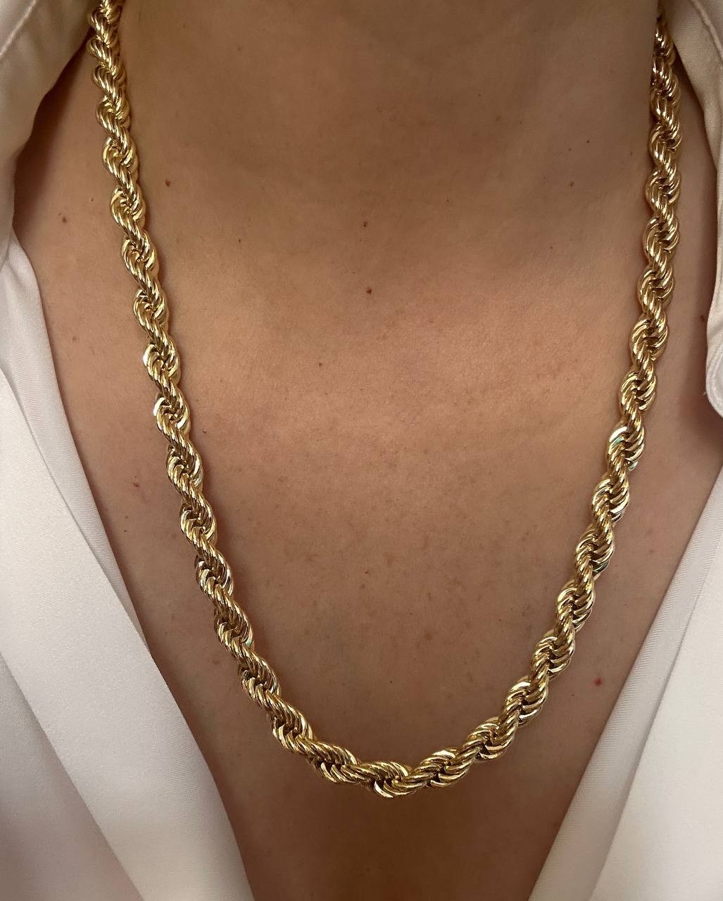 Vip Çelik Gold Renk Kalın Burgu Zincir Kolye Uzunluk 55 cm. Kalınlık 7 mm.