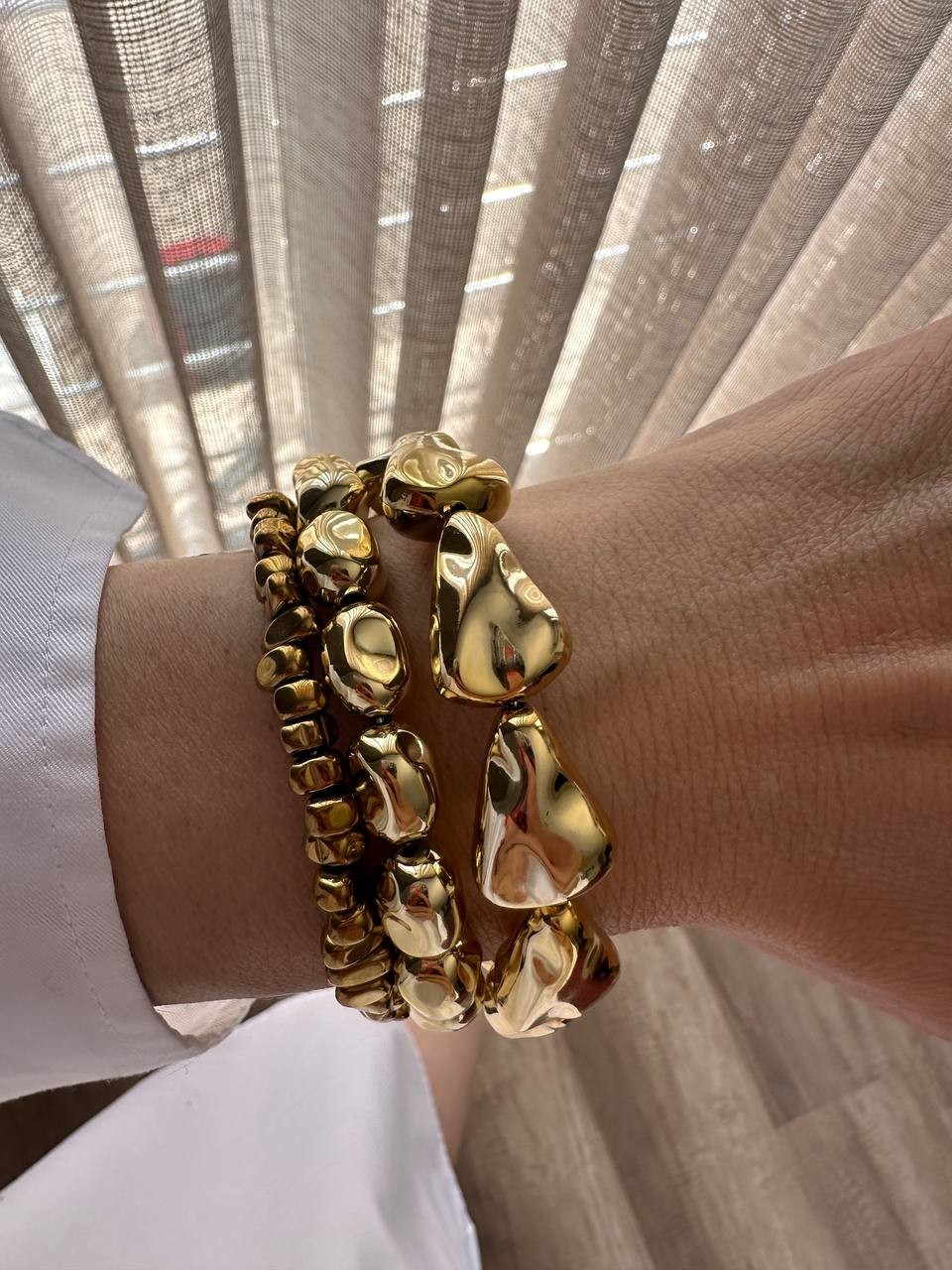 Gold Renk Rodyum Kaplama 3 Sıra Sarmal Spiral Bileklik