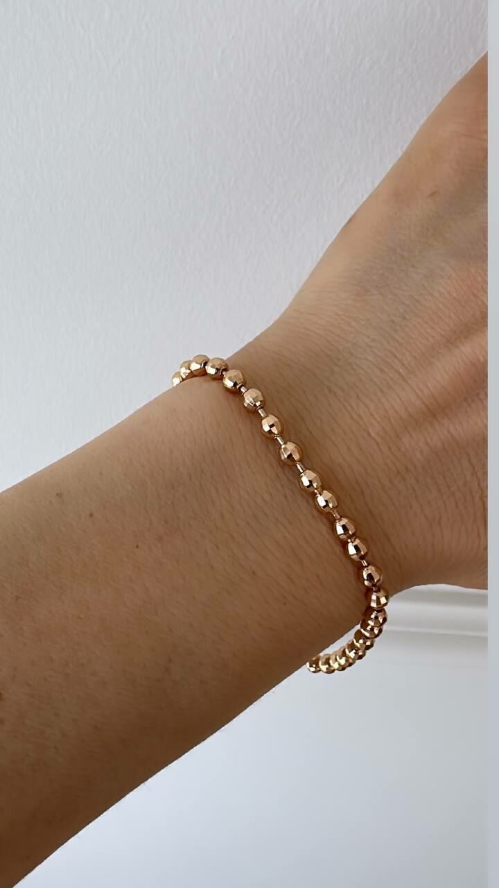 Vip Çelik Gold Renk Antialerjik Top Top Bileklik Uzunluk 18 cm.