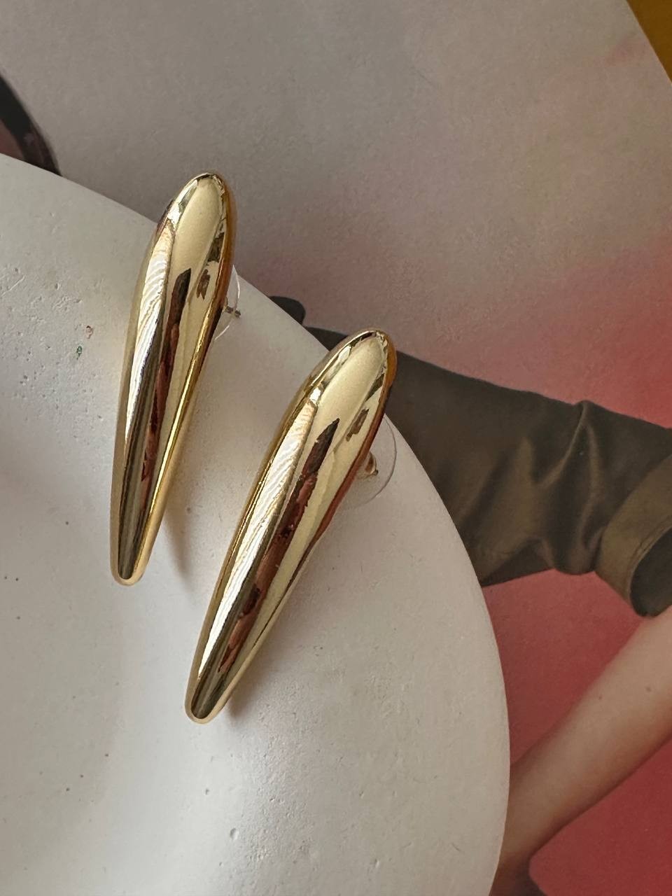 Vip Çelik Gold Renk Premium Seri Antialerjik Küpe Uzunluk 4,5 cm.