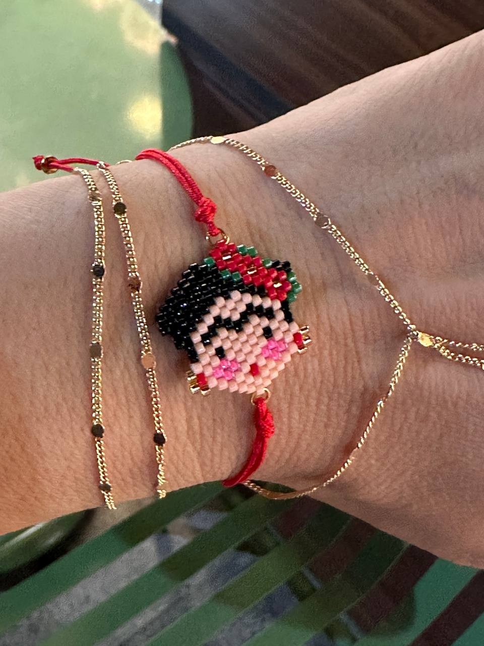 Orijinal El İşçiliği Renkli Boncuklu Frida Kahlo Figürlü Miyuki Bileklik