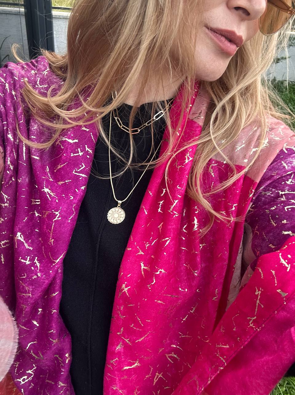 Renkli Desenli Lüks Pamuklu Kumaş Şal 180 cm. x 85 cm.