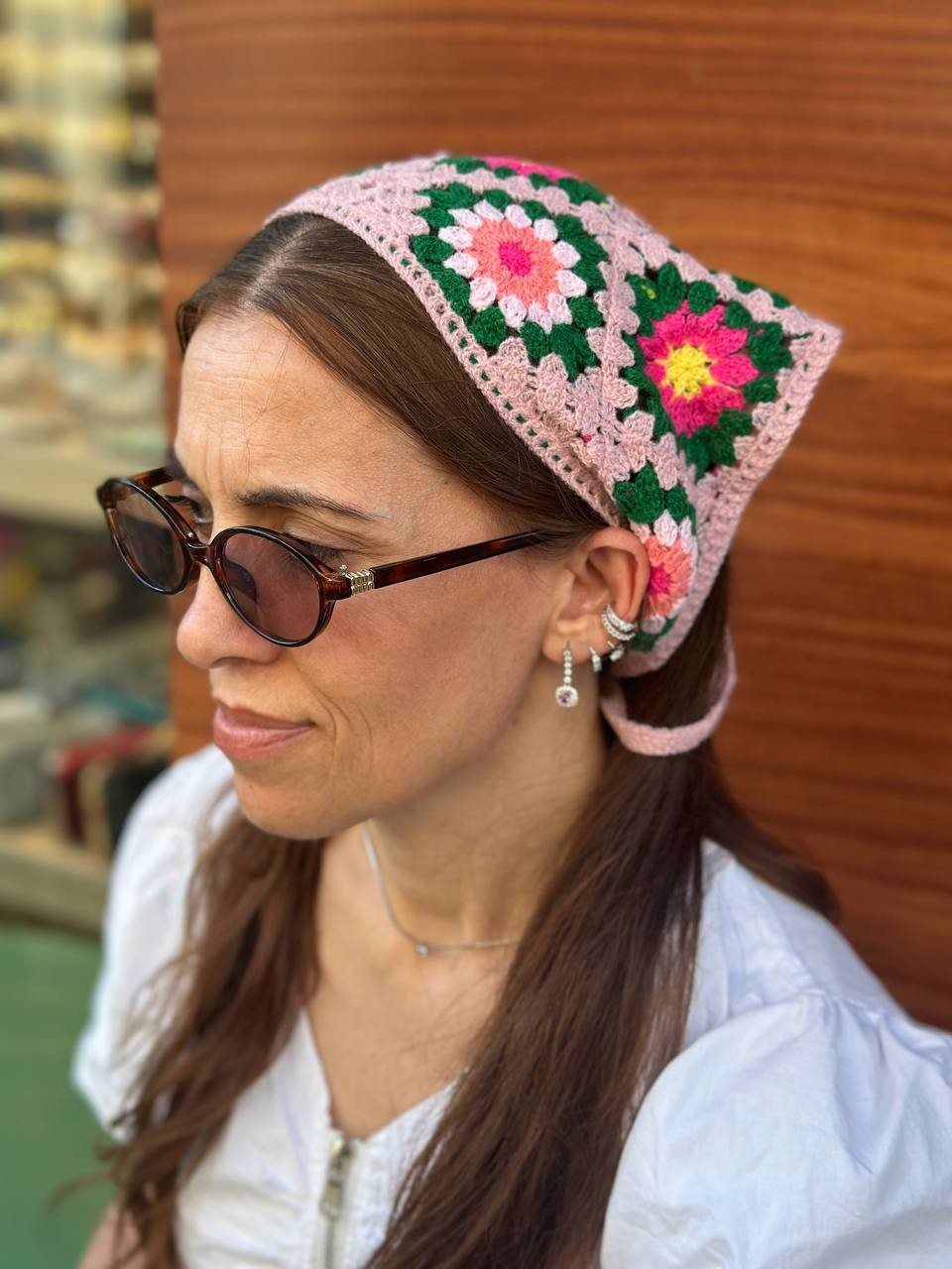 Renkli Desenli Örgü Bandana