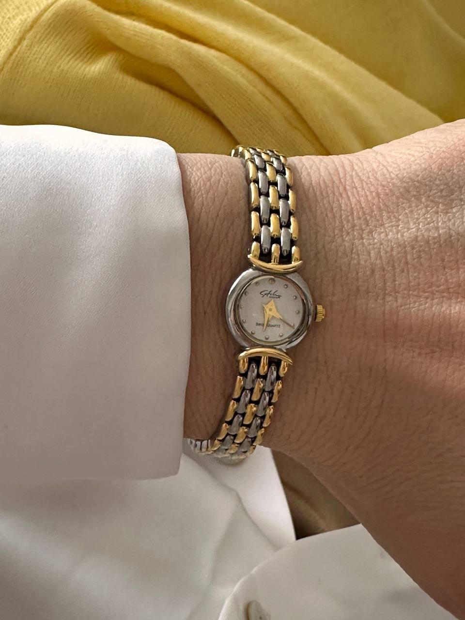 Vip Çelik Gold ve Gümüş Renkli Premium Seri Beyaz Kadranlı Kadın Kol Saati