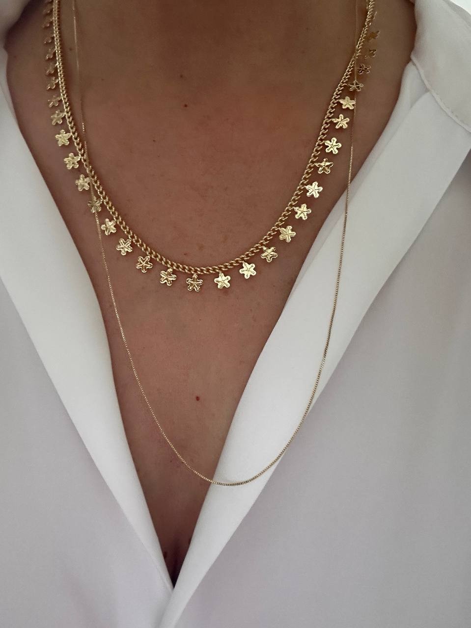 Vip Çelik Gold Renk İnce Zincir Kolye Uzunluk 60 cm.