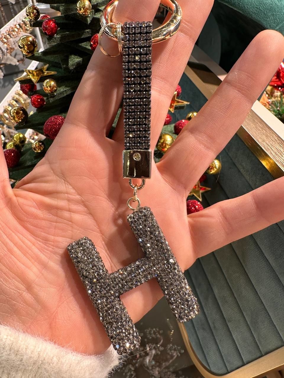 Kristal Taşlı Harfli  Anahtarlık ve Çanta Aksesuarı ( H )