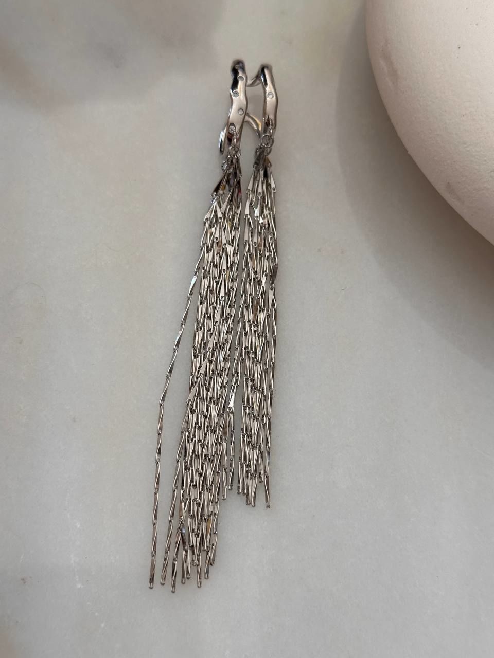 Vip Çelik Gümüş Renk Ear Cuff Küpe Uzunluk 9 cm. ( Bir Adet )