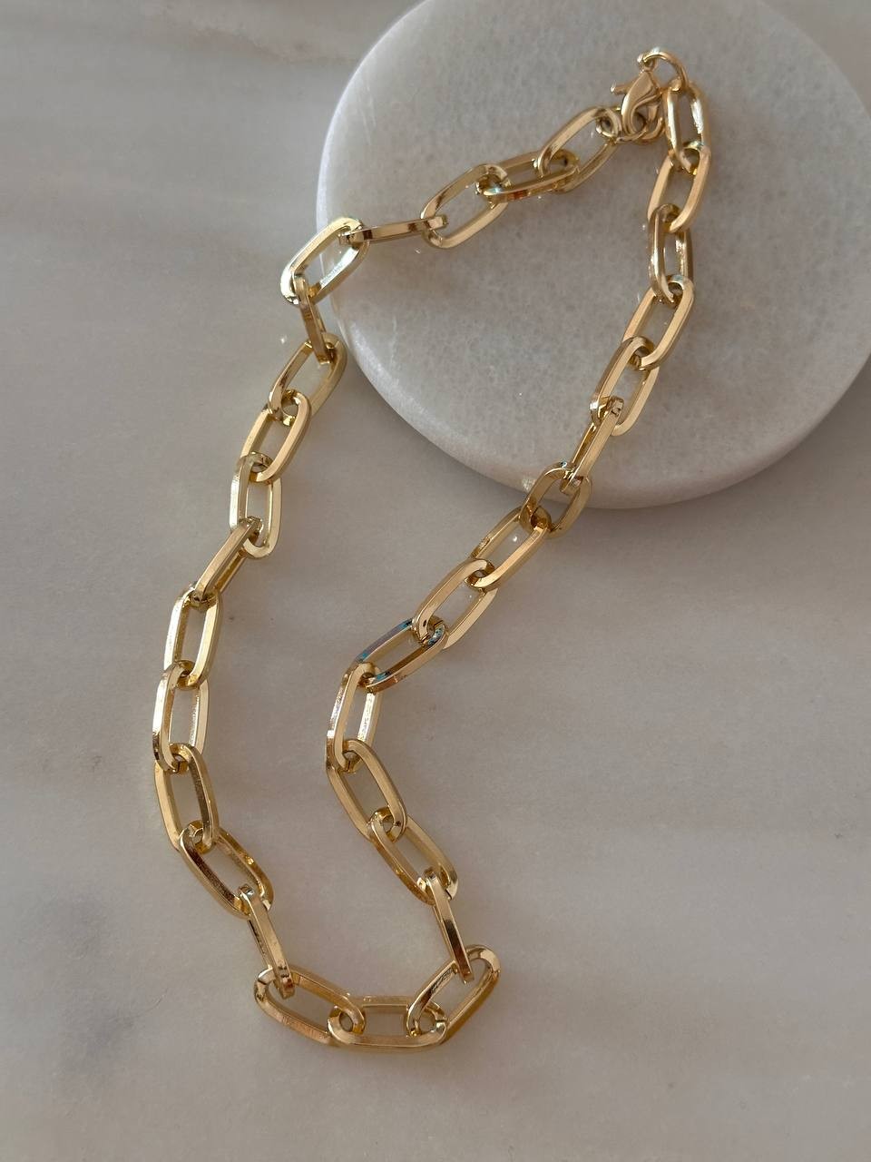 Vip Çelik Gold Renk Kalın Ataç Kolye Uzunluk 45 cm. Kalınlık 8 mm.
