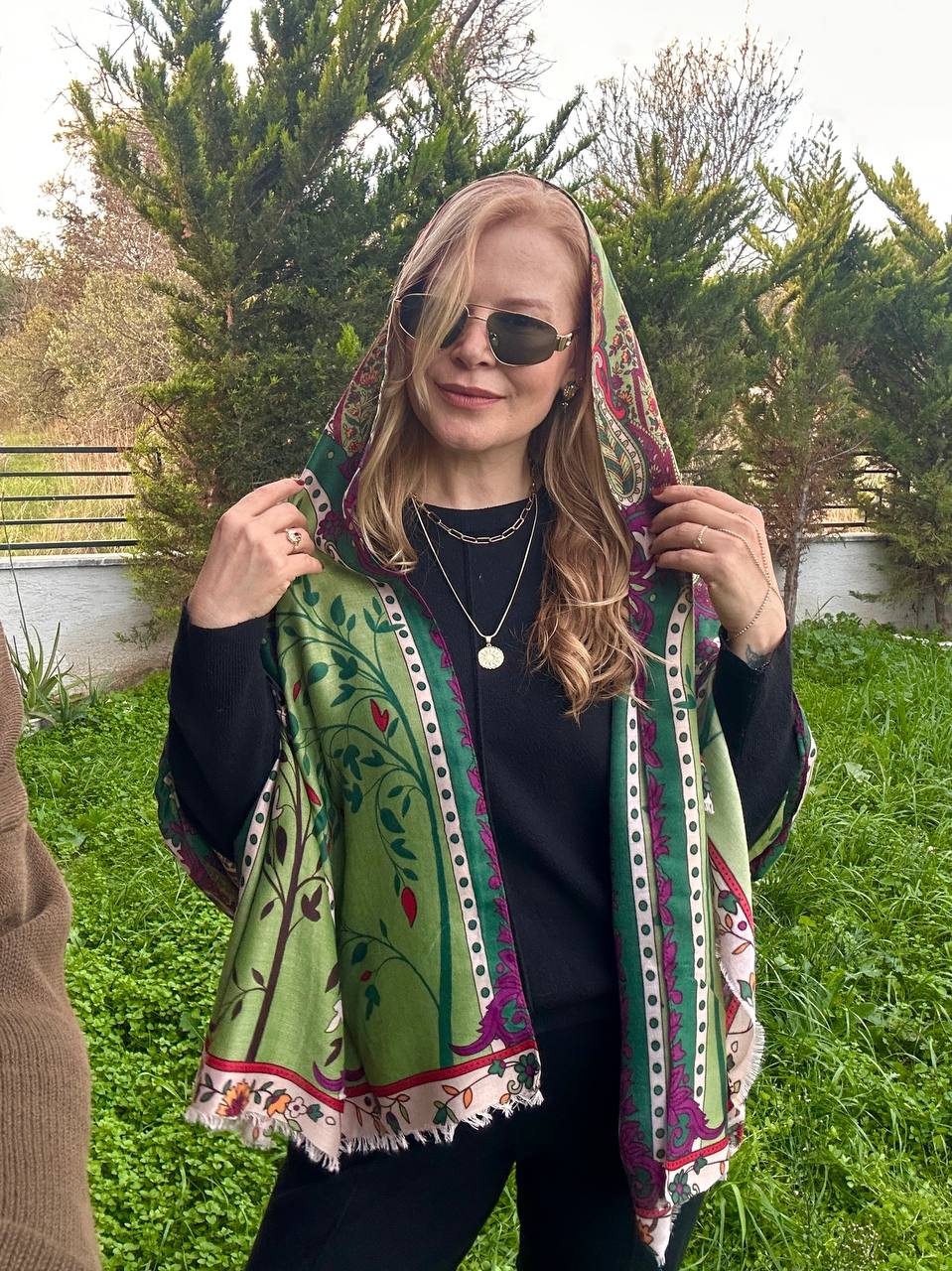 Renkli Desenli Lüks Pamuklu Kumaş Şal 180 cm. x 85 cm.