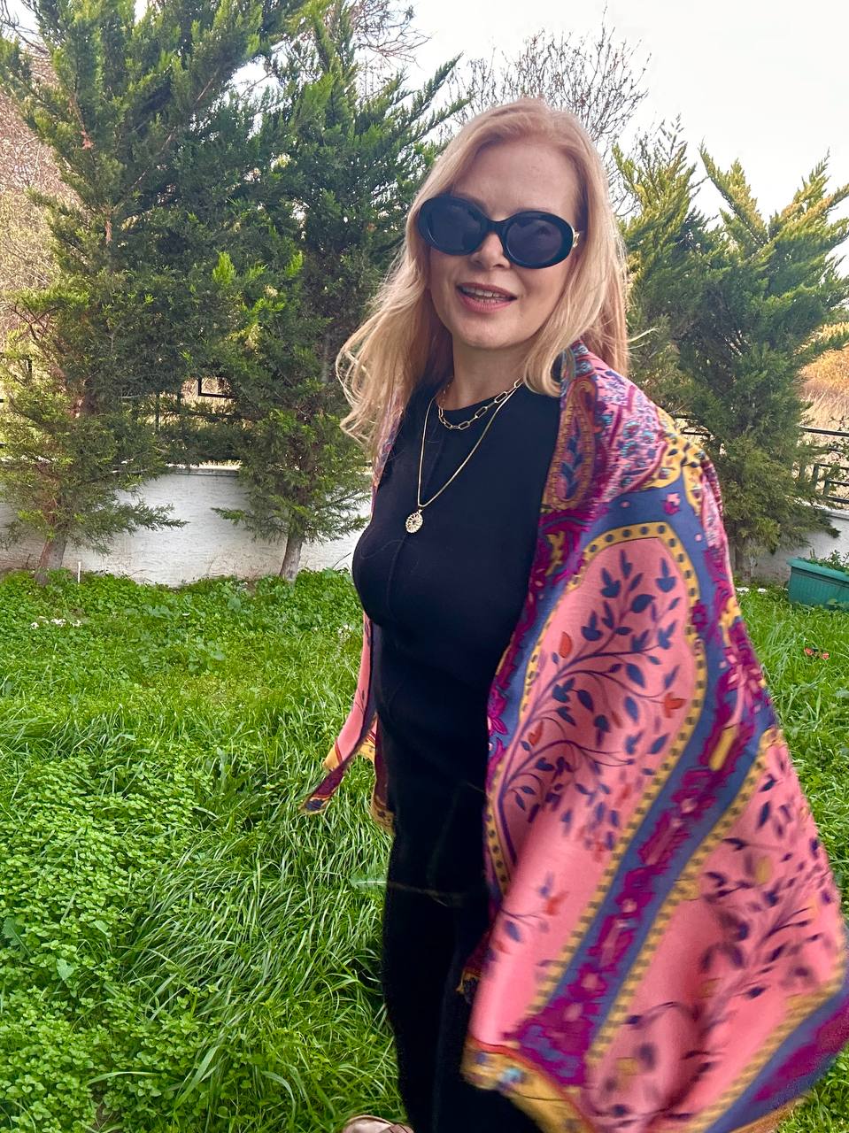 Renkli Desenli Lüks Pamuklu Kumaş Şal 180 cm. x 85 cm.