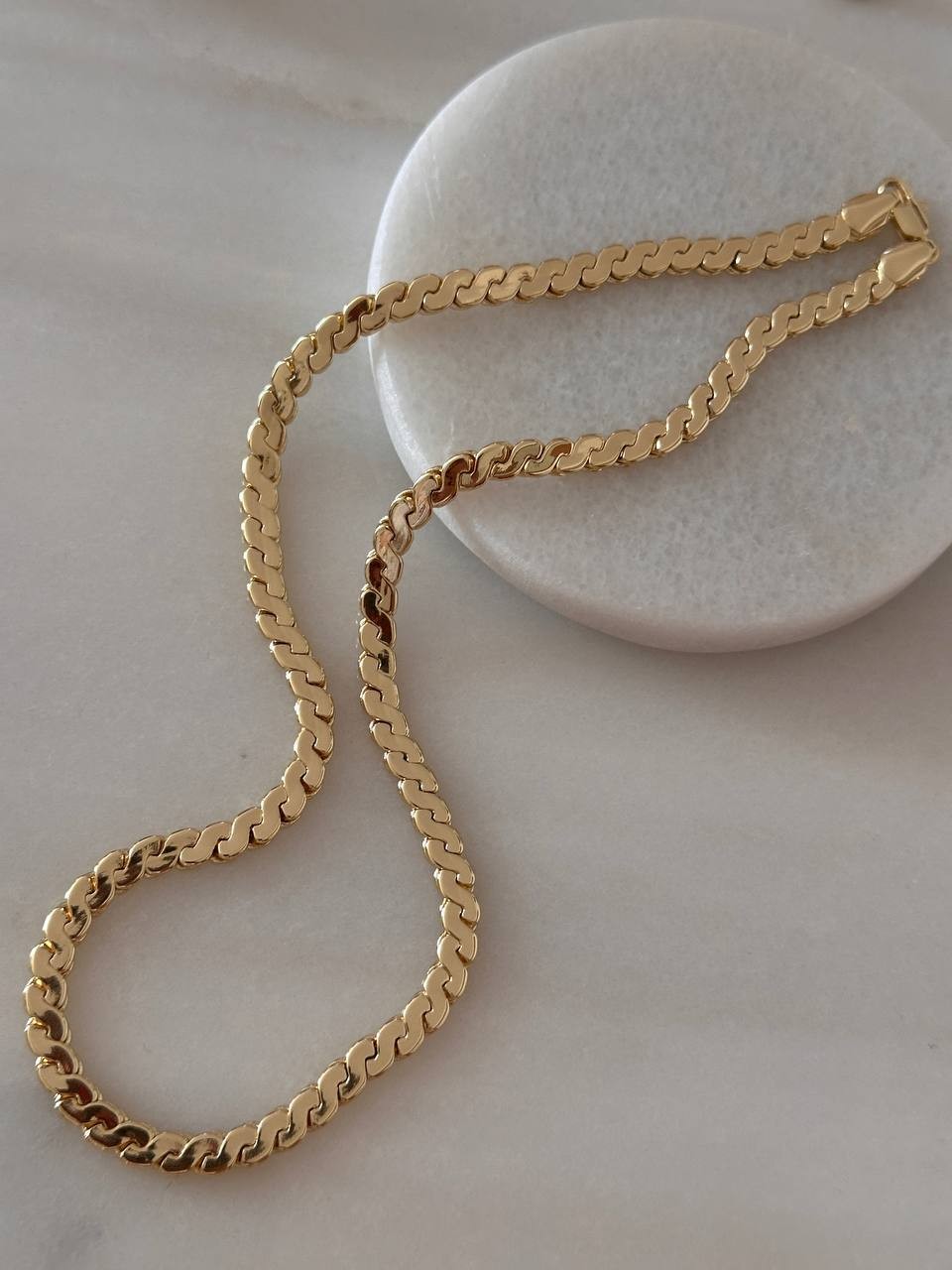 Vip Çelik Gold Renk Lazer Kesim Kolye Uzunluk 45 cm. Kalınlık 5 mm.