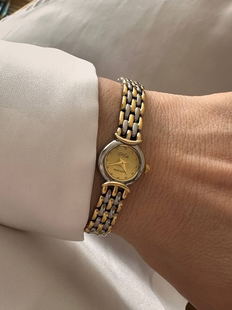 Vip Çelik Gold ve Gümüş Renkli Premium Seri Sarı Kadranlı Kadın Kol Saati