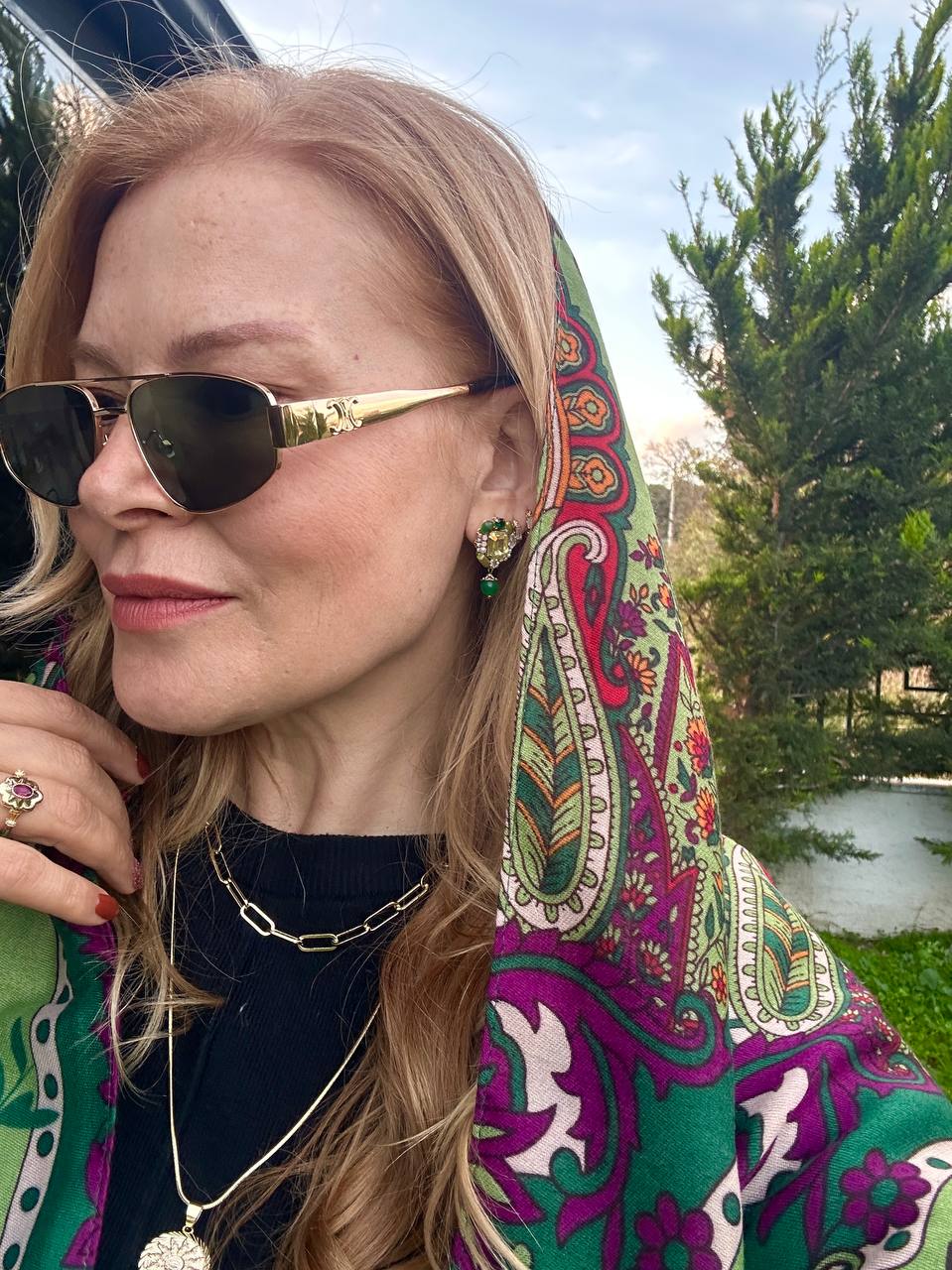 Renkli Desenli Lüks Pamuklu Kumaş Şal 180 cm. x 85 cm.