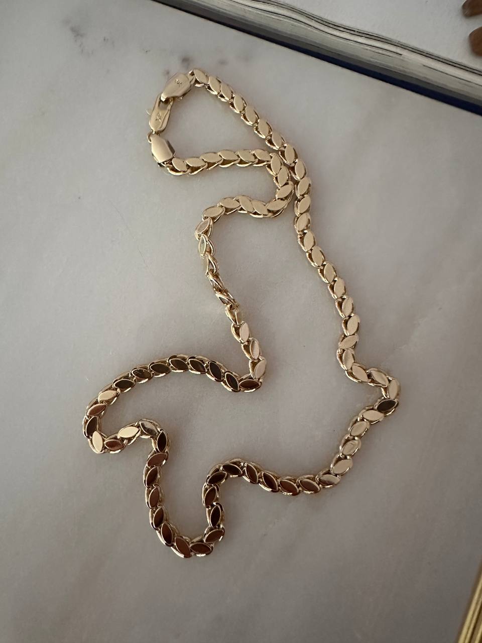 Vip Çelik Gold Renk Antialerjik Premium Seri Bakla Zincir Kolye Uzunluk 50 cm. Kalınlık 5 mm.