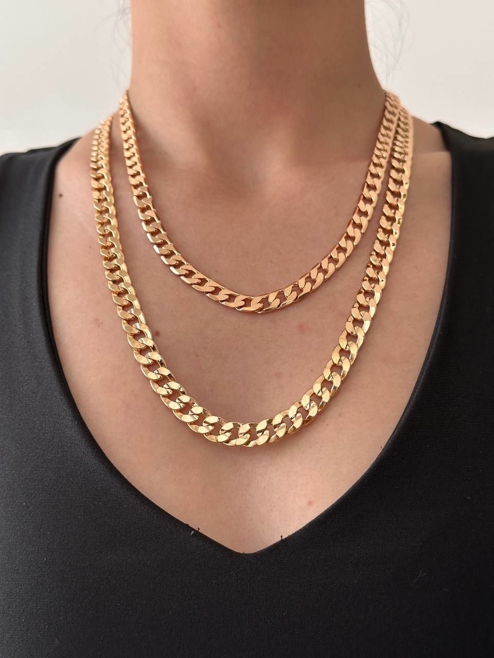 Vip Çelik Gold Renk Antialerjik Kalın Zincir Kolye Uzunluk 50 cm. Kalınlık 8 mm.