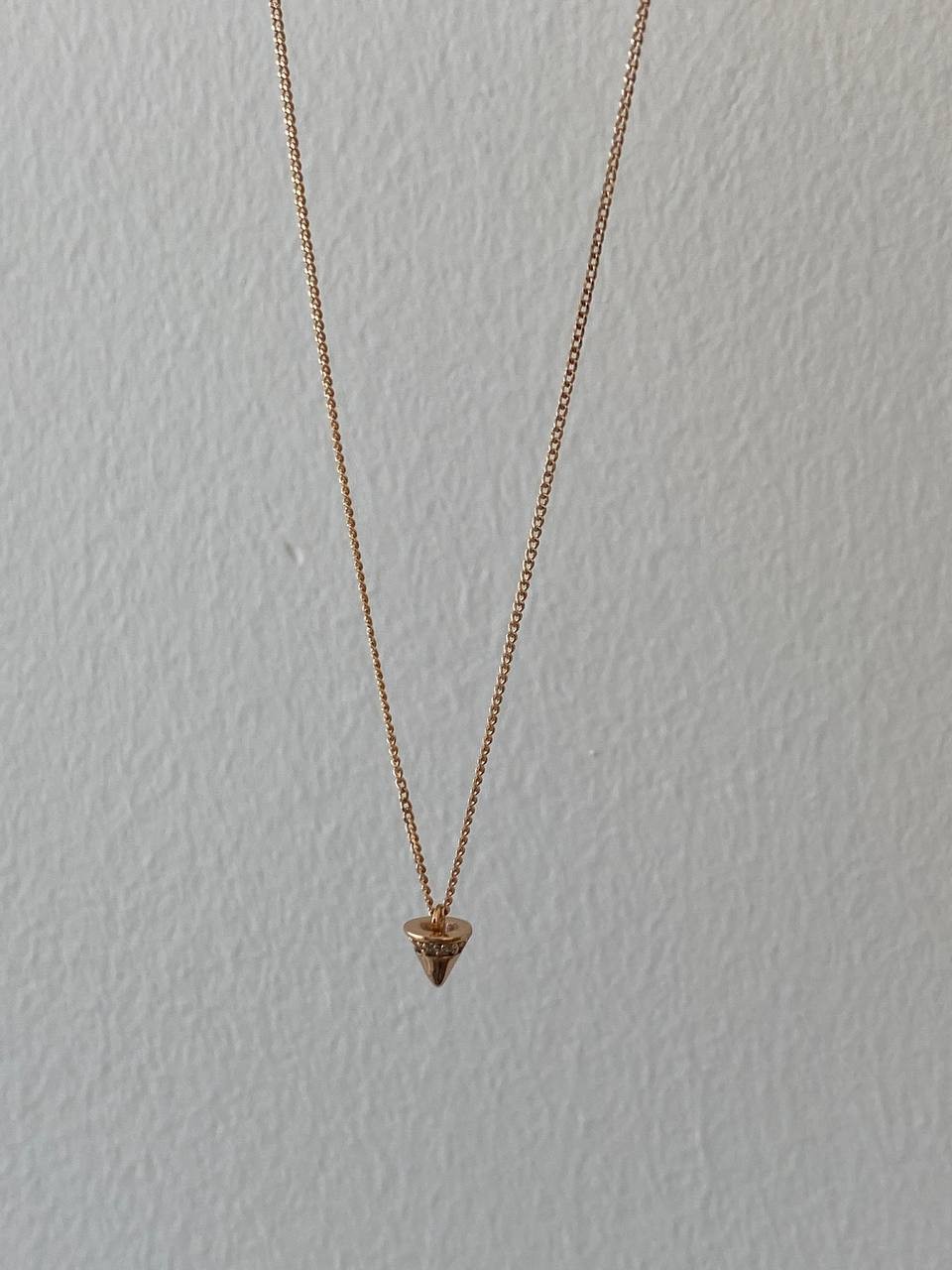 Vip Çelik Gold Renk Zirkon Taş Antialerjik Minimal Kolye Uzunluk 42 cm.
