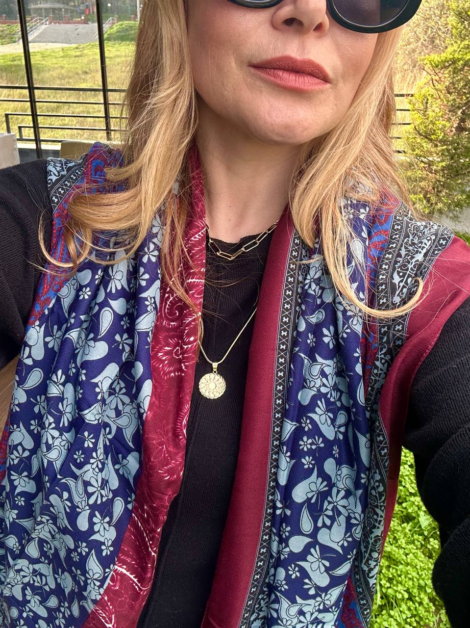 Renkli Desenli Lüks Pamuklu Kumaş Şal 180 cm. x 85 cm.