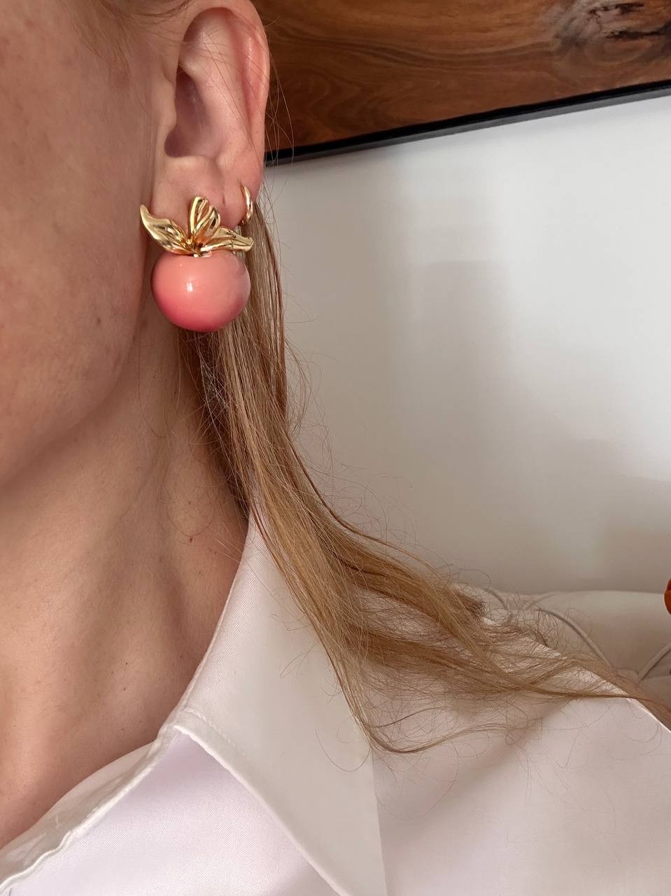 Vip Seri Gold Renk Rodyum Kaplama Meyve Figürlü Tasarım Küpe En Boy 3 cm.