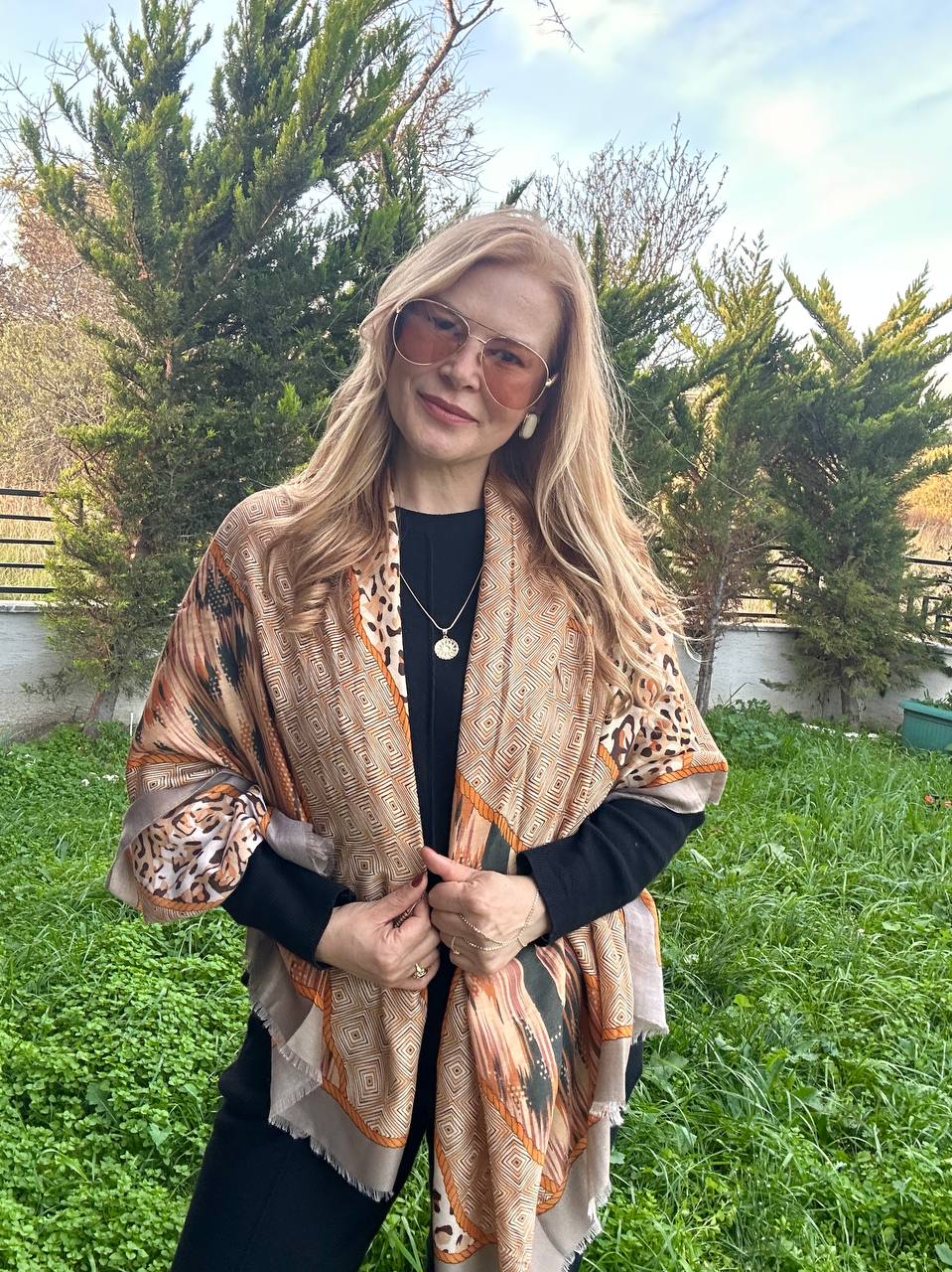 Renkli Desenli Lüks Pamuklu Kumaş Şal 180 cm. x 85 cm.