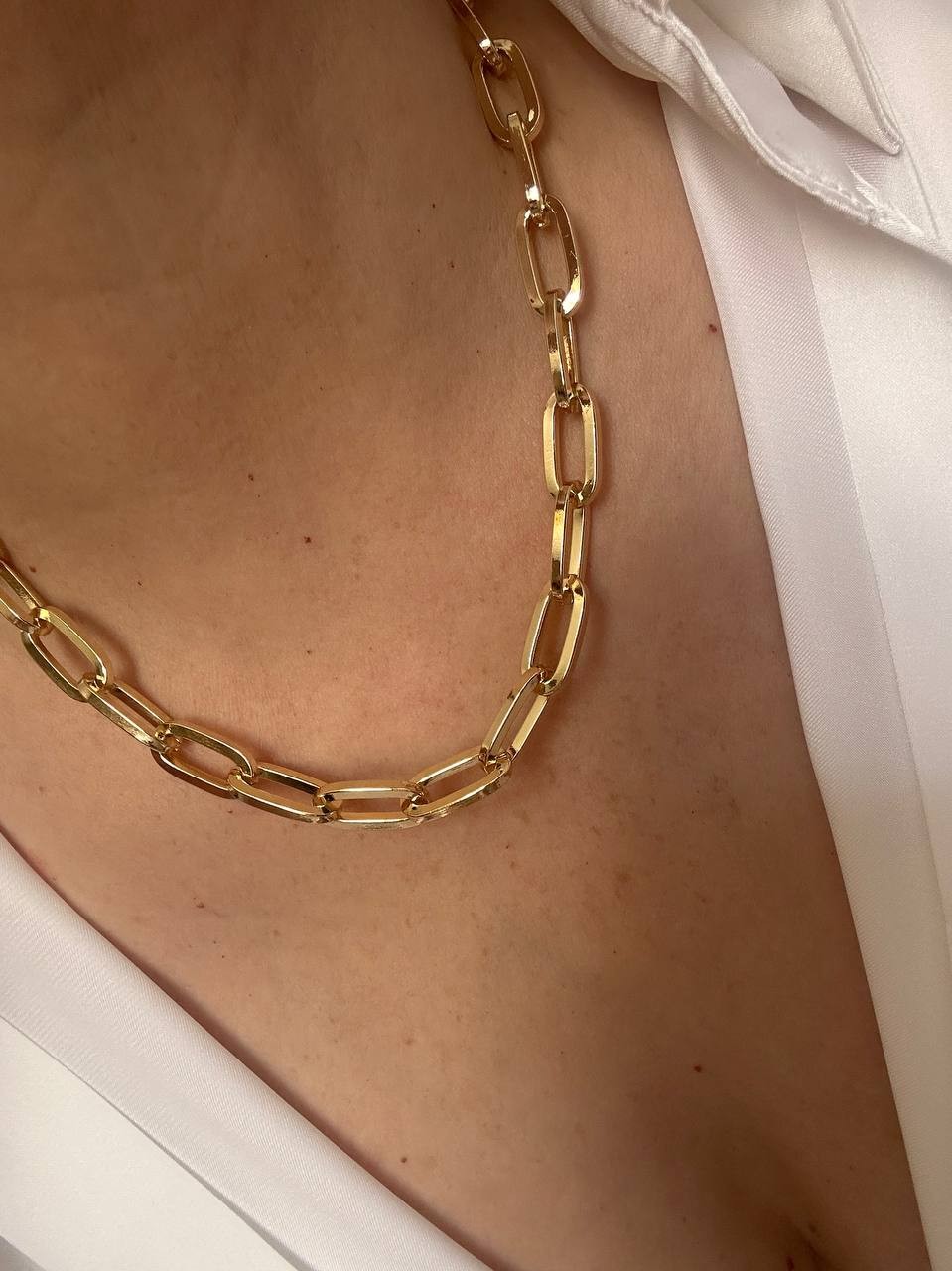 Vip Çelik Gold Renk Kalın Ataç Kolye Uzunluk 45 cm. Kalınlık 8 mm.