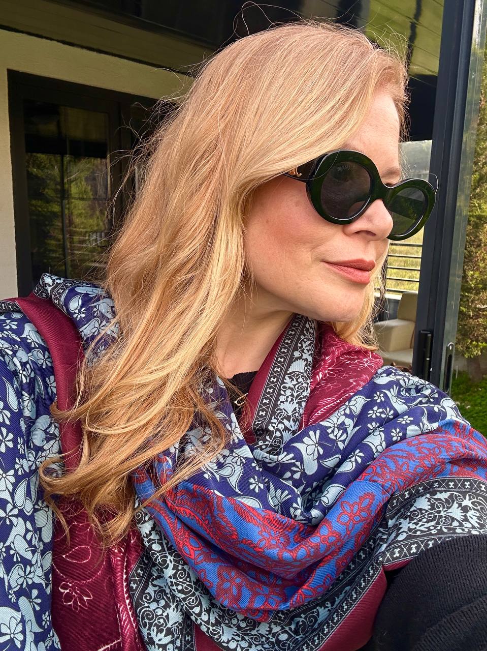 Renkli Desenli Lüks Pamuklu Kumaş Şal 180 cm. x 85 cm.